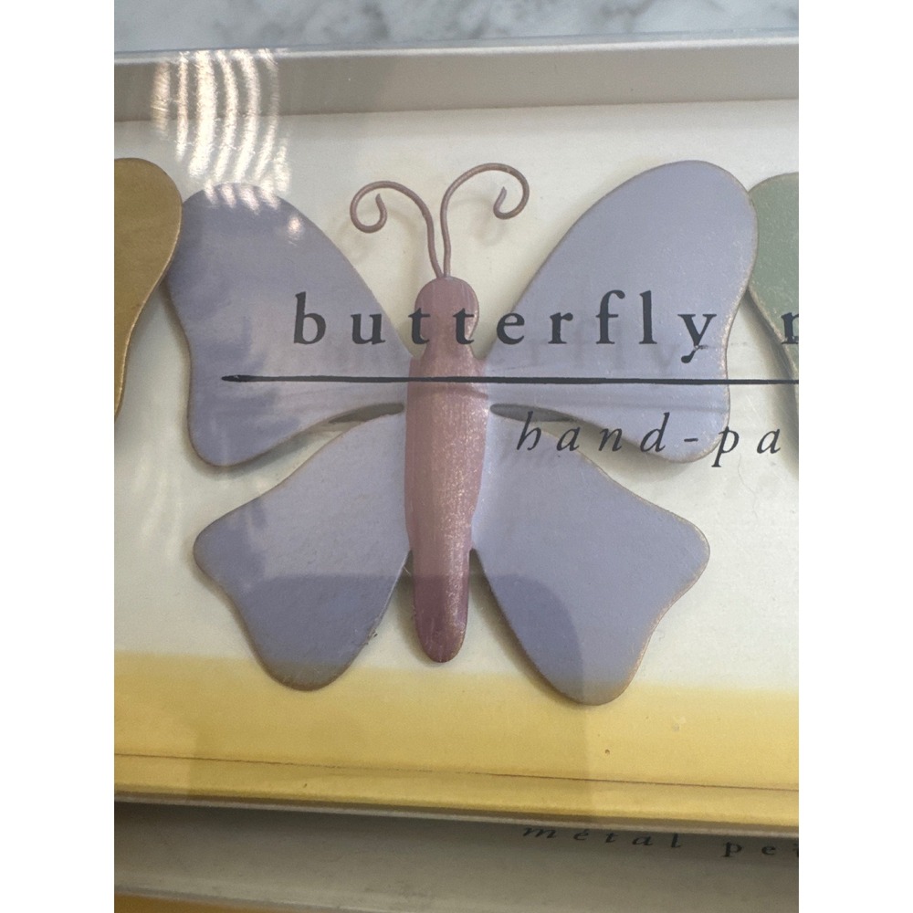 Pier 1 Imports Butterfly Napkin Rings Hand Painted Metal Set of 8 Muted Pastels - Picture 5 of 8